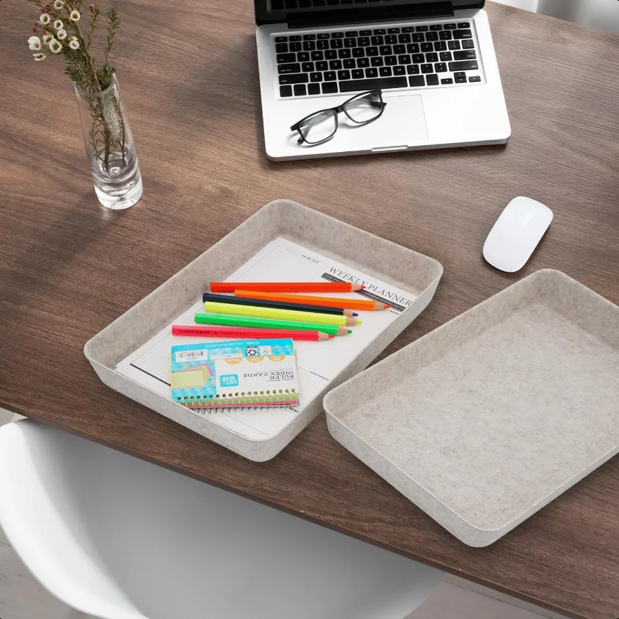 Welaxy 2 قطعة مكتب مكتب درج منظم صينية الحروف المستندات ورقة كتاب ملف حامل مجلد صندوق تخزين الاسكندنافية