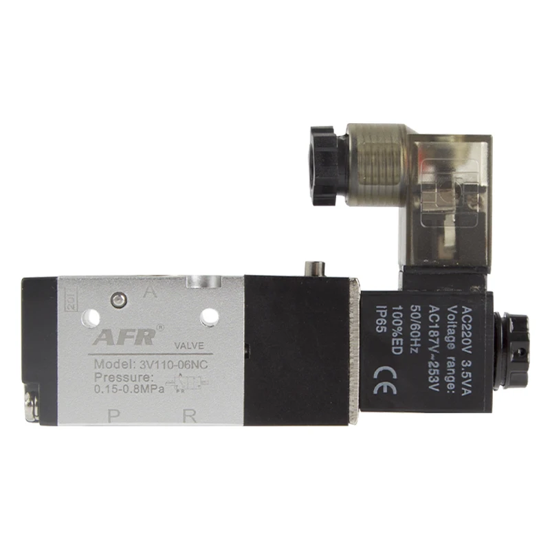 

3V110-06 NO NC Solenoid Valve 3 Way Pneumatic Air Control Valve Electric Gas Magnetic Valve Alumium Body DC12V 24V AC 110V 220V