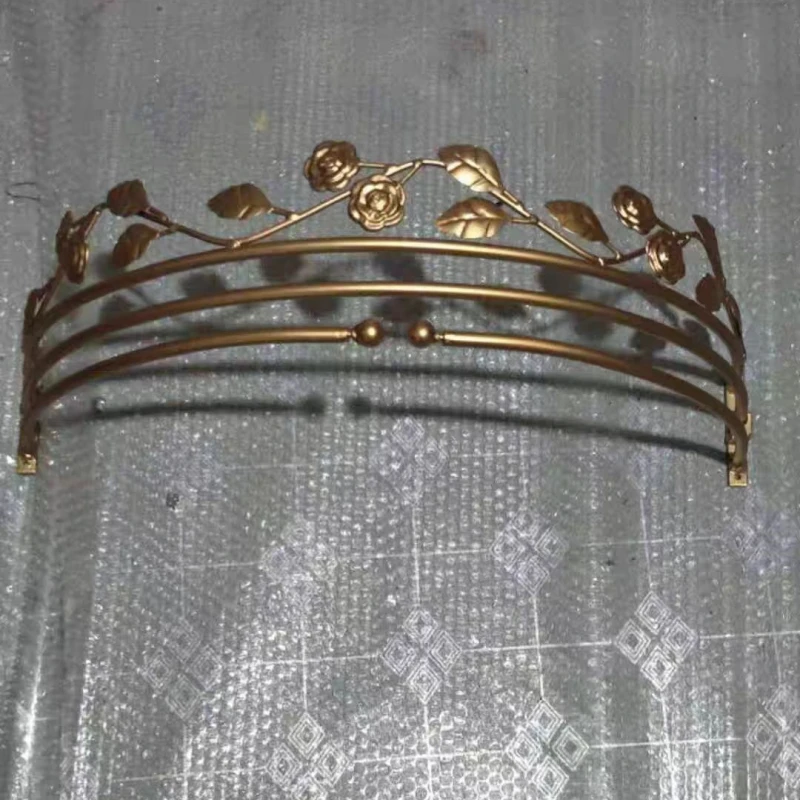 

Nordic style wrought iron crown frame princess bed mantle frame fabric curtain display frame curtain head hanger mosquito