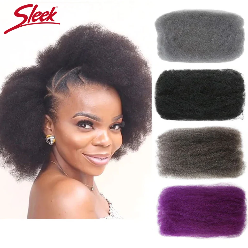 Sleek-Brazilian Afro Kinky Curly Hair, Cabelo Humano em Massa para Trançar, Remy Hair, Tranças Coloridas Naturais, Sem Trama, 1 Pacote, 50g por Pc