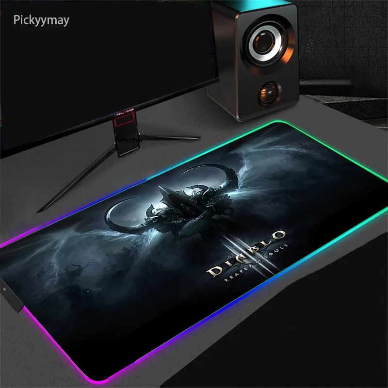 XXL Mouse Pad RGB Diablo 3 Mouse Pad Anime Laptop Office Desk Mats PC Gaming Accessories LED With Backlight Mousepad LOL CSGO