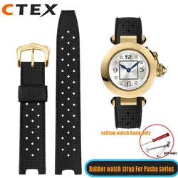 Concave interface rubber strap 20 22mm for Cartier Pasha notch watch band bracelet male Waterproof and Sweatproof accessories