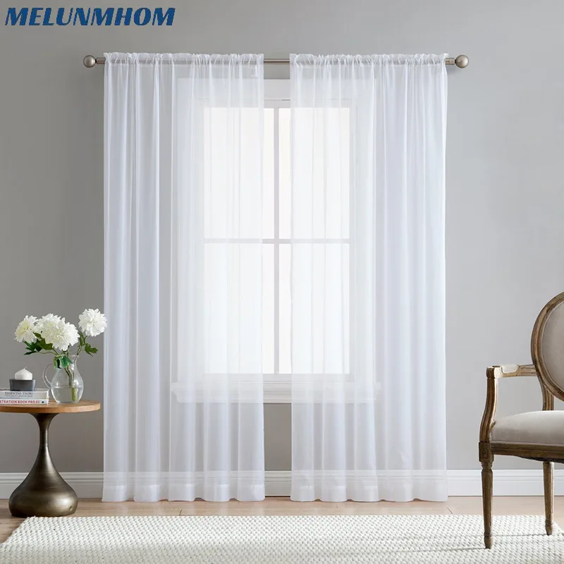 

Europe Solid White Sheer Curtains for Kitchen Window Tulle Curtain for Living Room Modern Voile Curtain Window Treatments Drapes