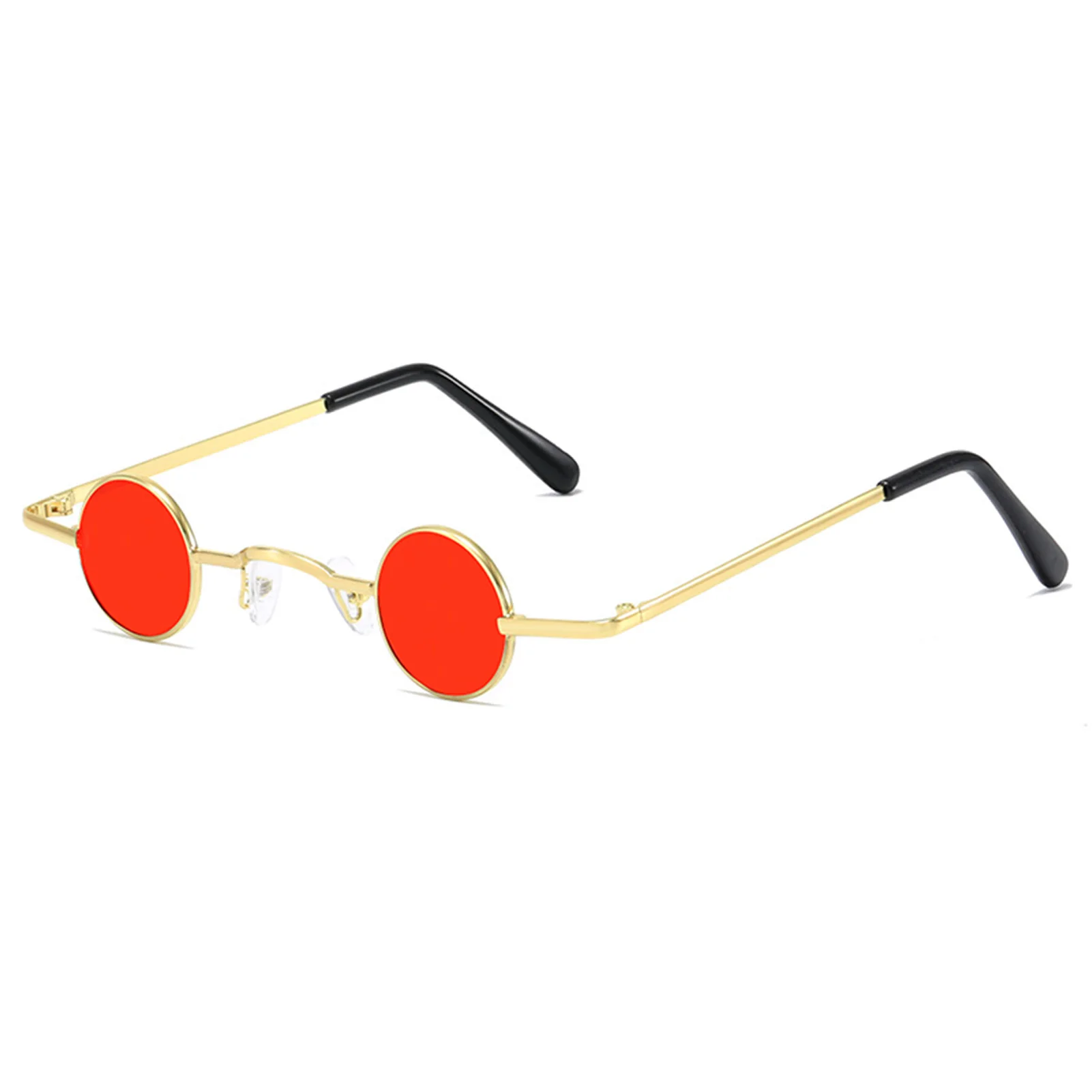 Punk Round Retro Small Frame Sunglasses Soft Silicone Nose Rest Sunglasses for Resisting Ultraviolet Radiation