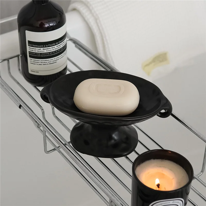 ABZV-Soap Dish, 1Pc Double-Eared Retro High-Foot Baking Tray For Home Decoration, Battery Bathroom Soap Storage