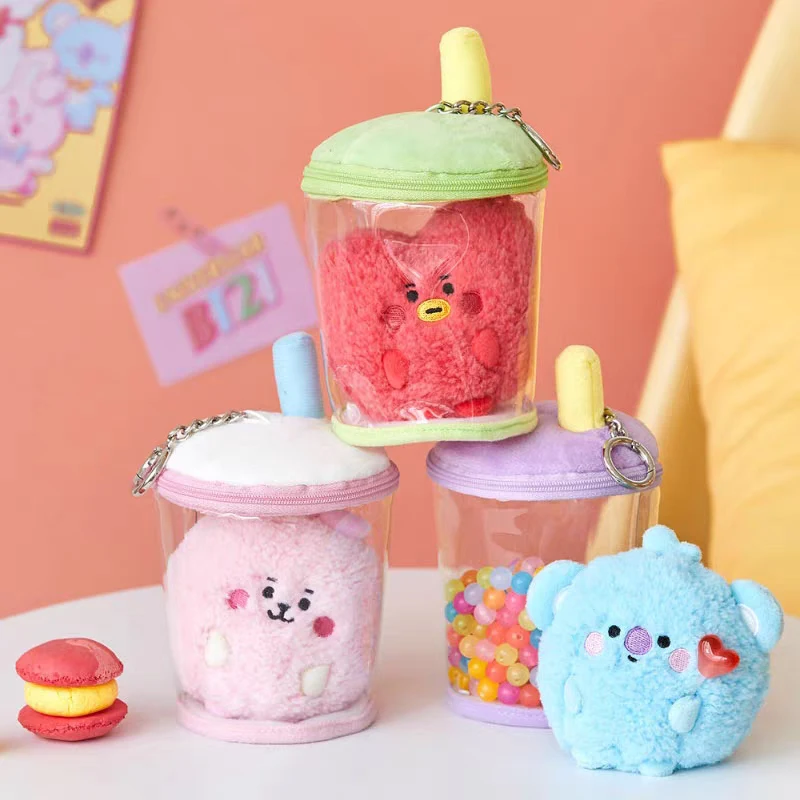 linefriends bt21 Plush bubble tea series Cute plush doll interior decoration Kids gifts toy collection Bag pendant