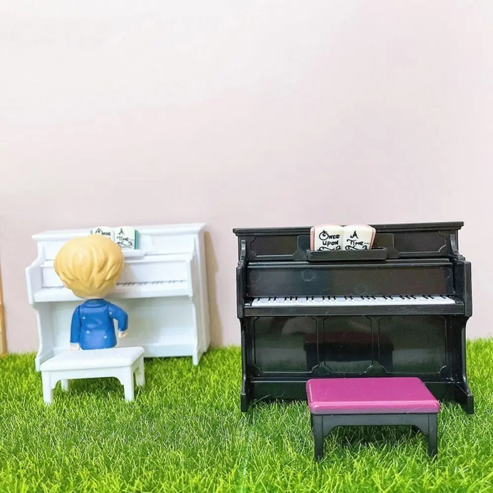 Wooden Dollhouse Miniature Grand Piano Upright Piano Piano Bench 1/12 Dollhouse Upright Piano Furniture Accessories Simulation