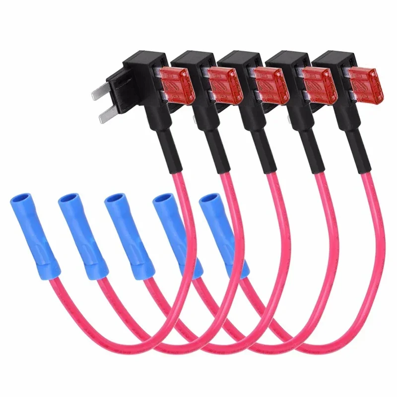 5Pcs/Set 12V Add A Circuit Mini Blade Fuse Holder Standard ATM APM Piggy Back Fuses Tap Car Fuse Box Fusible Alarm Accessories