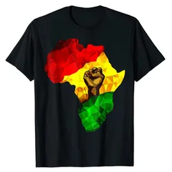 Africa Map Rising Hand Juneteenth African Pride Freedom Day T-Shirt Black History Apparel Streetwear Black-proud Graphic Tee Top