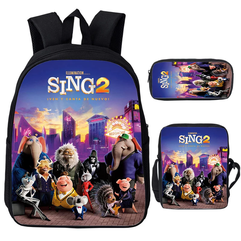 Hot Sing 2 Printed Backpacks 3Pcs Set Large Capacity Schoolbag for Boys Girl Waterproof Primary School Bags Travel Bag Mochila