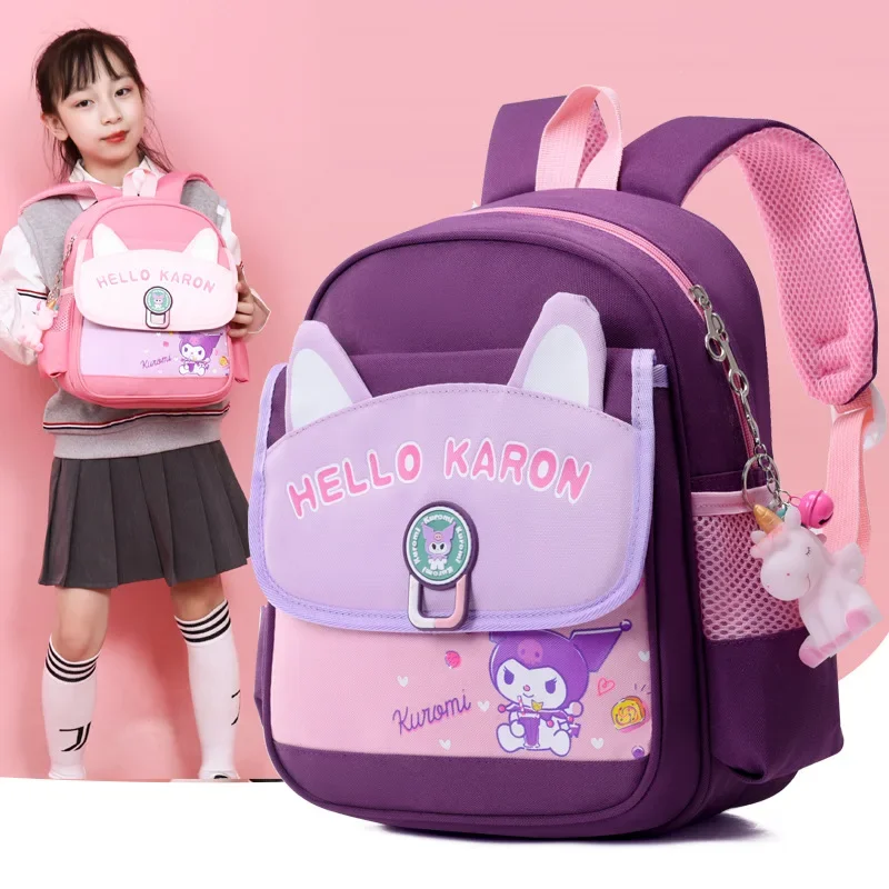 Mochila escolar dos desenhos animados de Sanrio Kulomie, mochila de estudante respirável, pano Oxford, confortável e leve, mochila infantil, fofa, nova