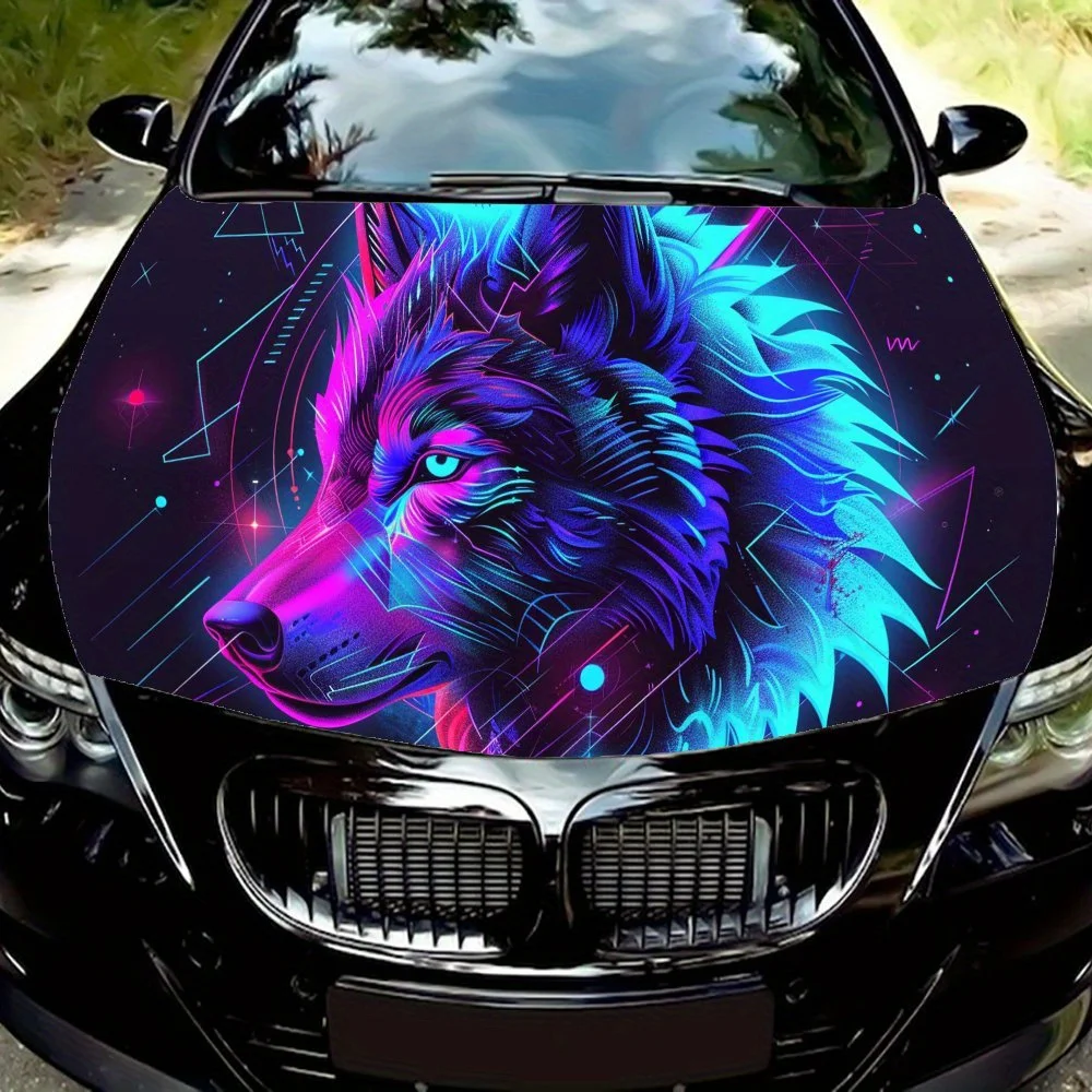 

Starlight Spirit Wolf car hood stickers, waterproof self-adhesive, scratch resistant, easy to stick, durable car PVC stickers, c