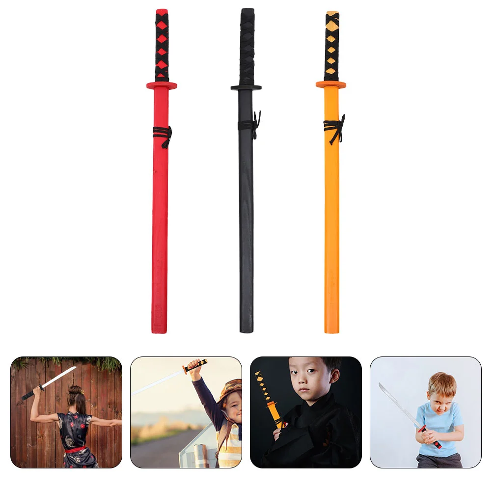 

3 Pcs Japanese Samurai Sword Kids Toy Wood Model for Cosplay Prop Wooden Child Accessories