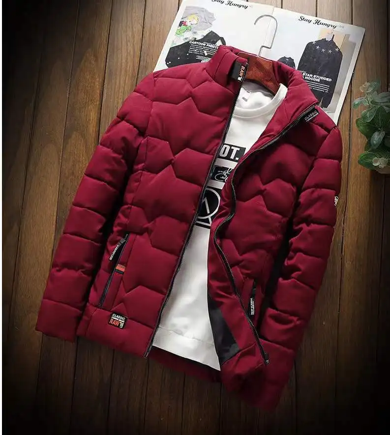 New Winter Warm Coats Jacket Long Sleeve Cotton-padded Jacket Zipper Jacket Men's Stand-up Collar Jacket Plus Size Cotton Jacket