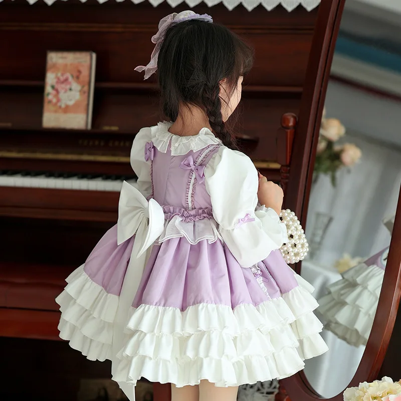 

2024 Spring New Lolita Girl Princess Bubble Sleeve Dress 1-8T Good quality