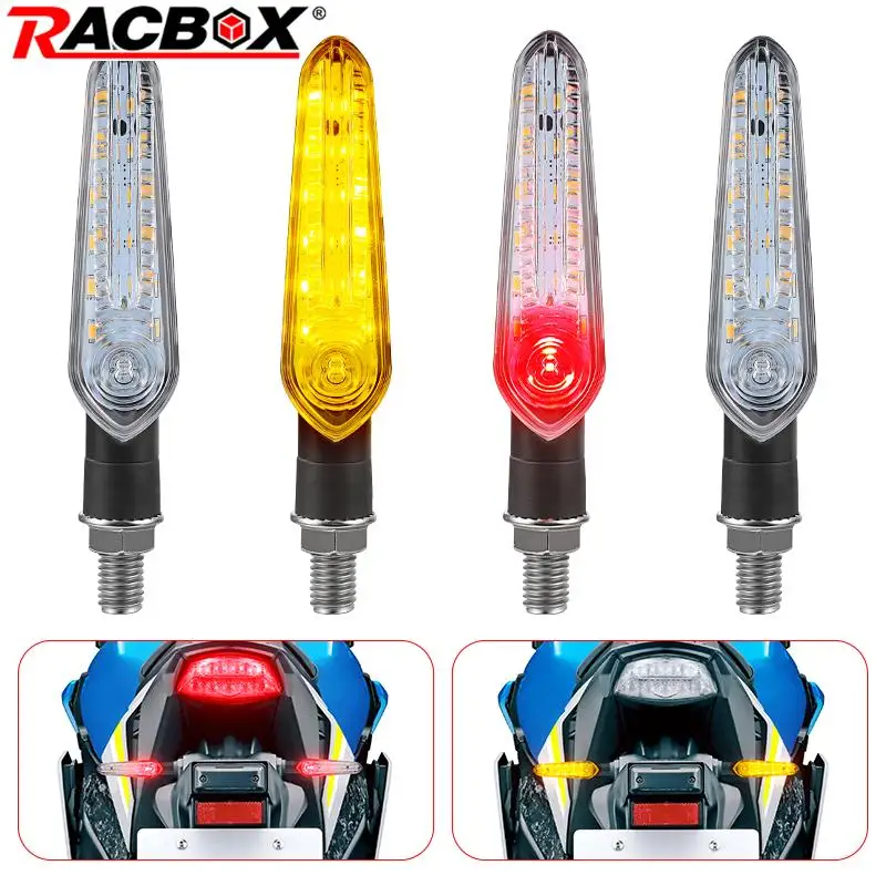 Motorcycle LED Turn Signal Light Amber Flowing Flashing Directional Flasher Blinker Taillight Lamp Red Yellow Indicators 12V M10