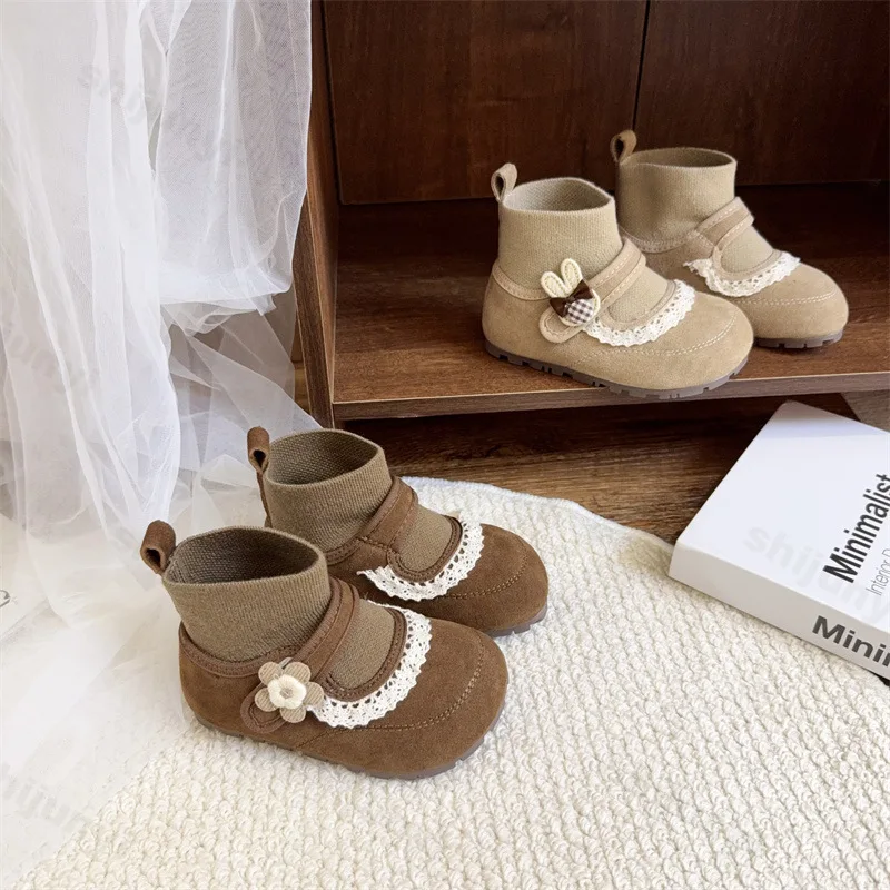 أحذية الأميرة للفتيات لخريف وشتاء جديد للاستخدام الخارجي غير قابلة للانزلاق ونعل ناعم أحذية قصيرة خفيفة الوزن ومريحة أحذية جلدية لطيفة #2