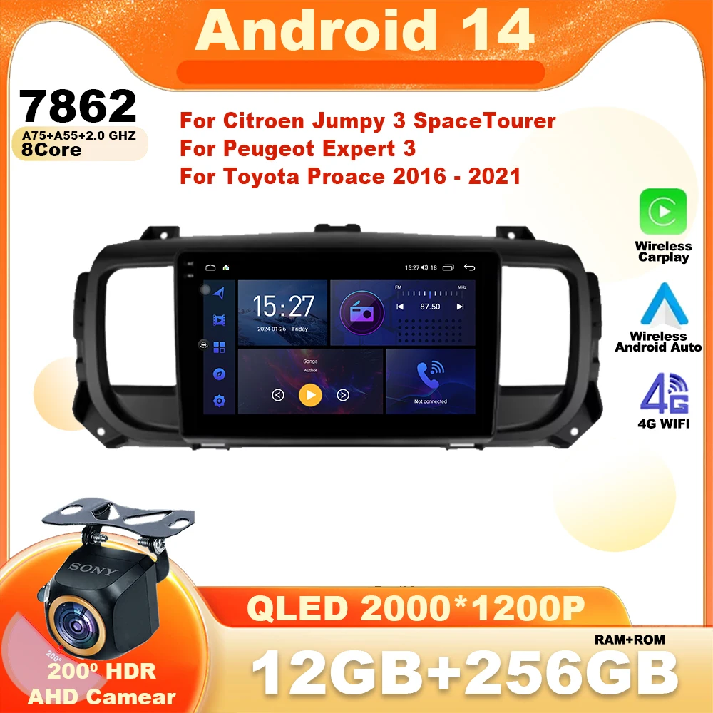 

Android 14 Car Radio For Citroen Jumpy 3 2016 - 2021 For Peugeot Expert 3 2016 - 2021 Multimedia 5G Wifi GPS Carplay 12GB+256GB