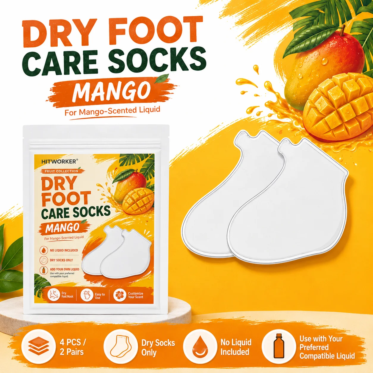 Hitworker Home Foot Spa Dry Socks, Reusable Foot Mask Socks Custom Scent Add Your Preferred Liquid 1/2 Pairs