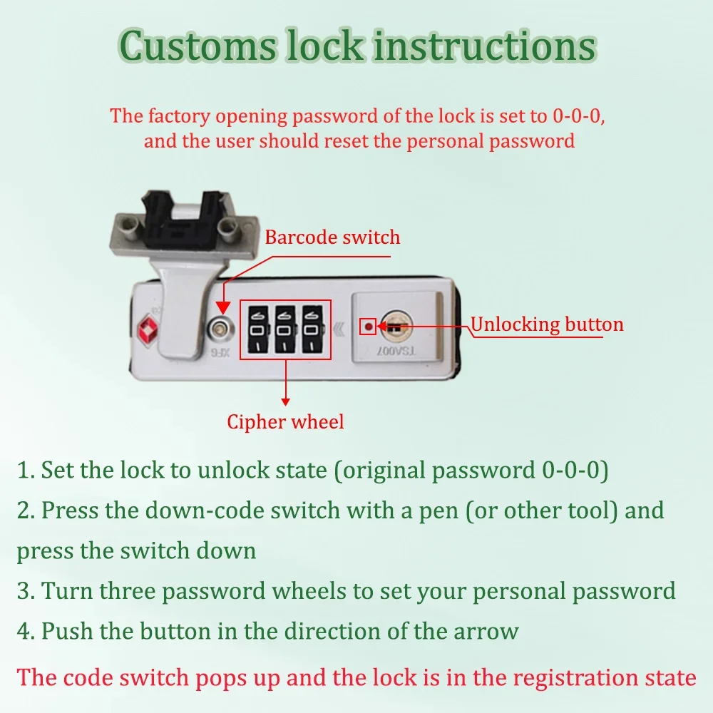 Suitable For TSA007 Customs Lock Rolling Suitcase Luggage Accessories Fixed Lock Combination Lock For Aluminum Frame Box Secure