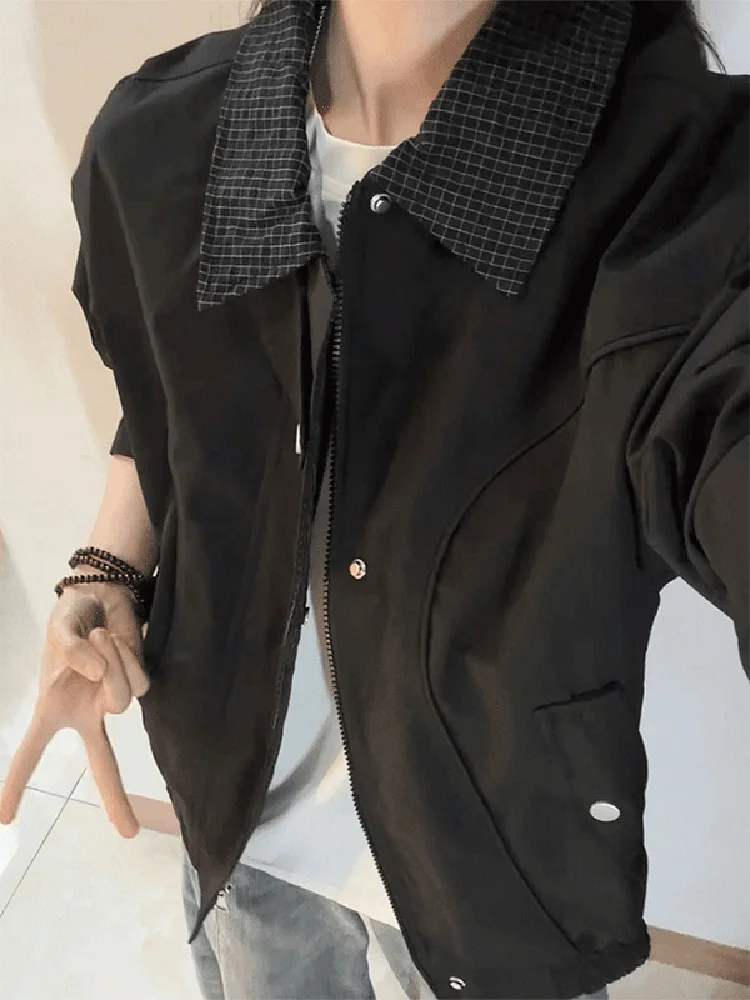 

Cleanfit American Sle ort Collar Jaet ex Casual Loose Workwear Deconstructed Outerwear for Autumn Winter