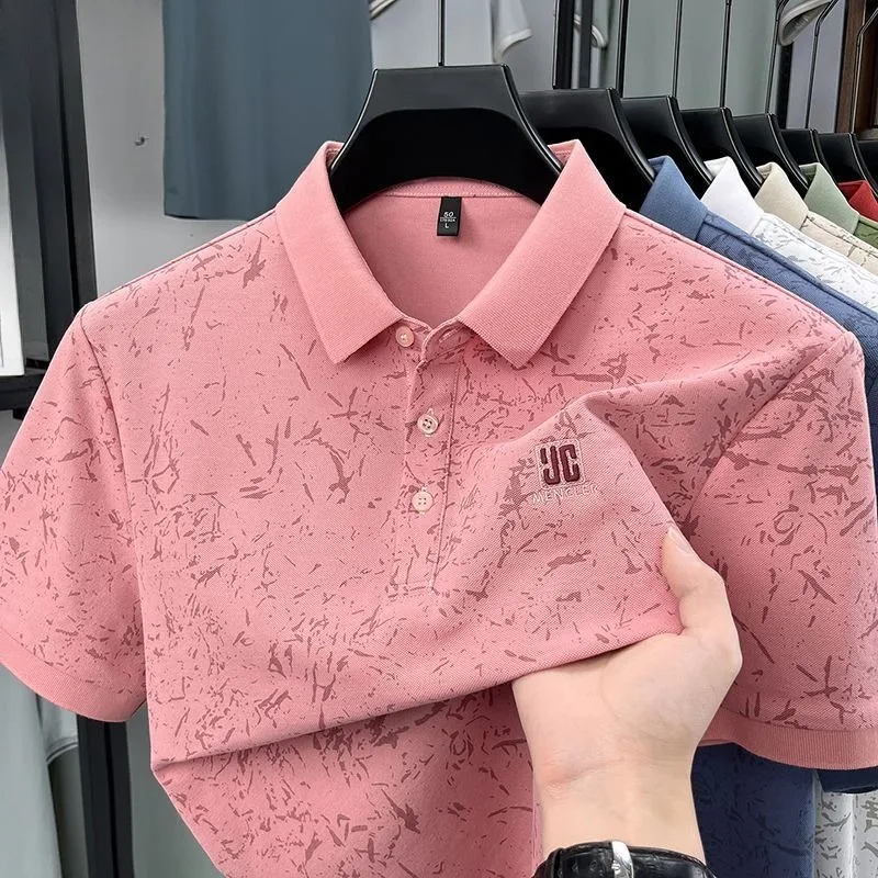 Summer High-end Short-sleeved T-shirt for Men Pure Cotton Lapel Printed POLO Shirt Casual and Trendy