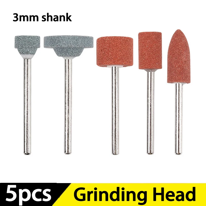 

5PCS 3mm Shank Abrasive Mounted Stone Grinding Head Stone Wheel For Dremel Rotary Tools Accessories