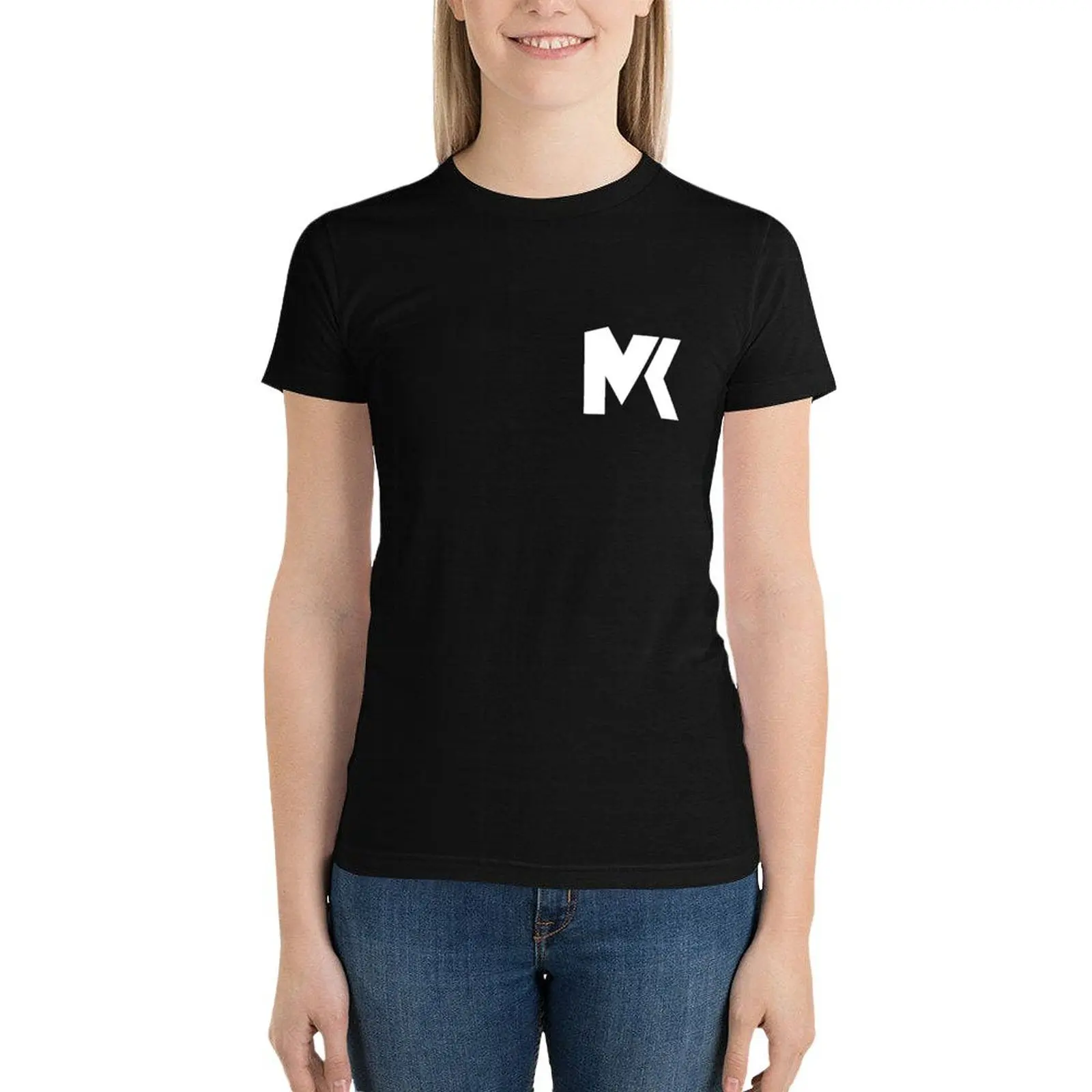 

White MK Logo T-Shirt Female clothing tees plus size tops workout shirts for Women