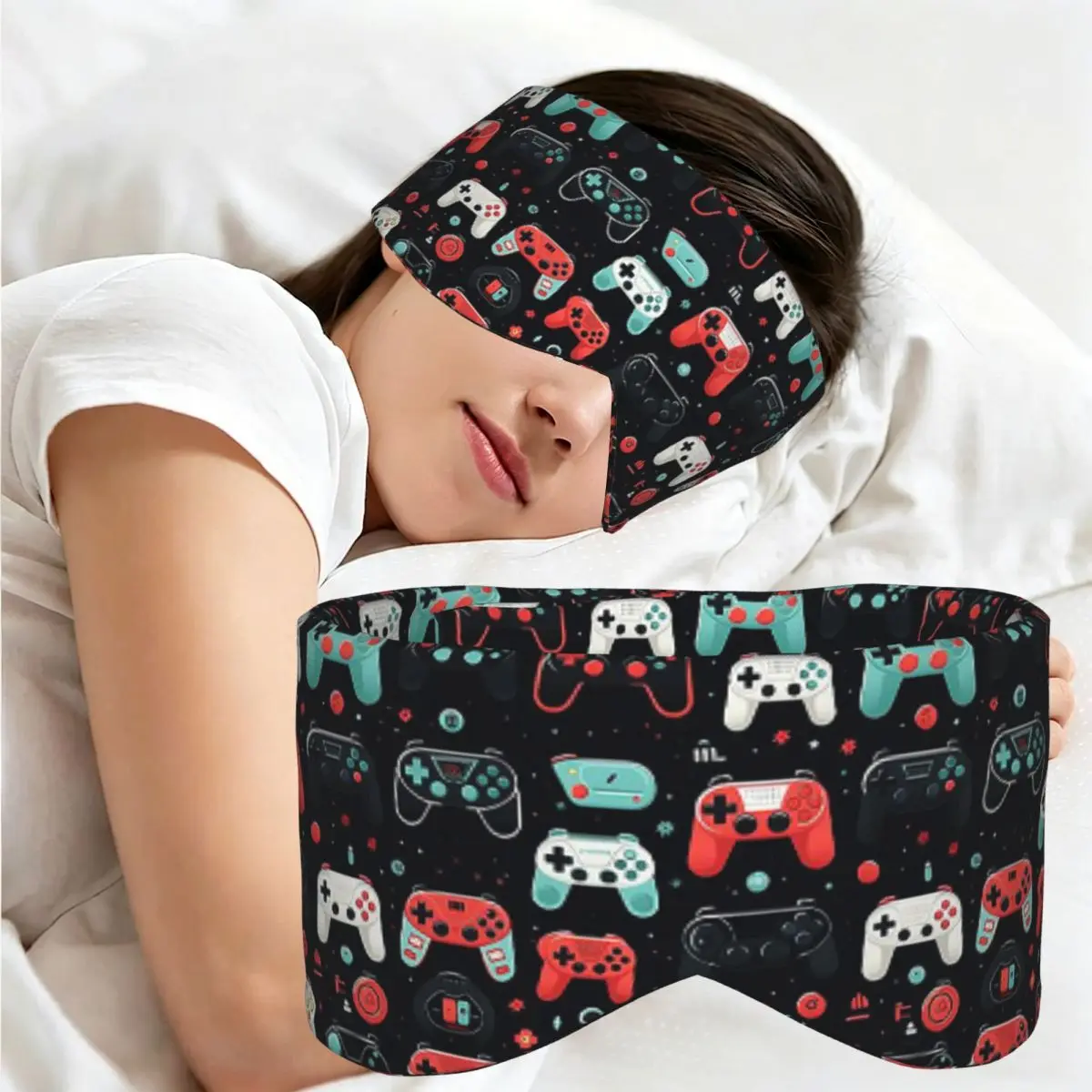 Gaming Pattern - Game Controllers sleep eye mask Light Blocking Portable Eye Cover for Girls Boys Travel Eyeshade eyepatch