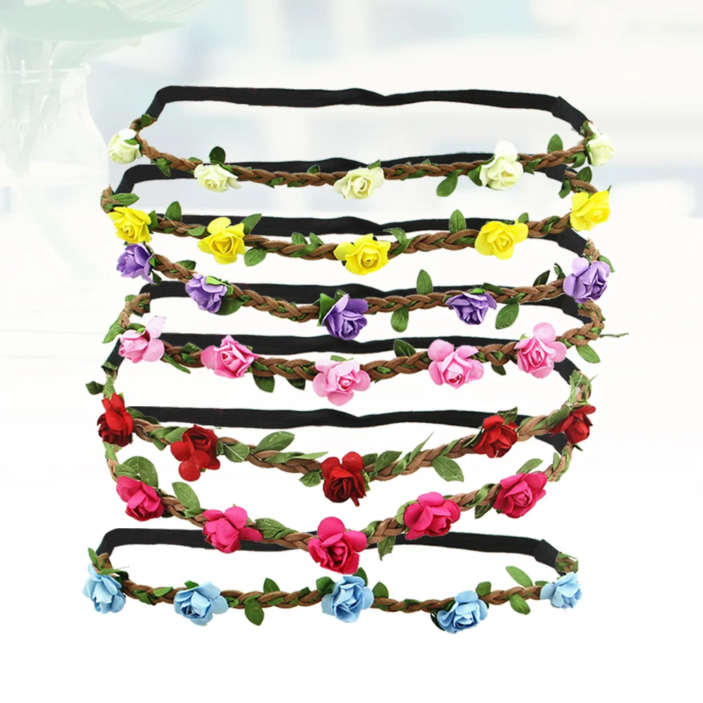 

7 шт., повязка на голову с цветком розы, повязка на голову с цветочным принтом, эластичная веревка для свадебной вечеринки, фестиваля, фотографии, путешествия, повязка на голову с цветком