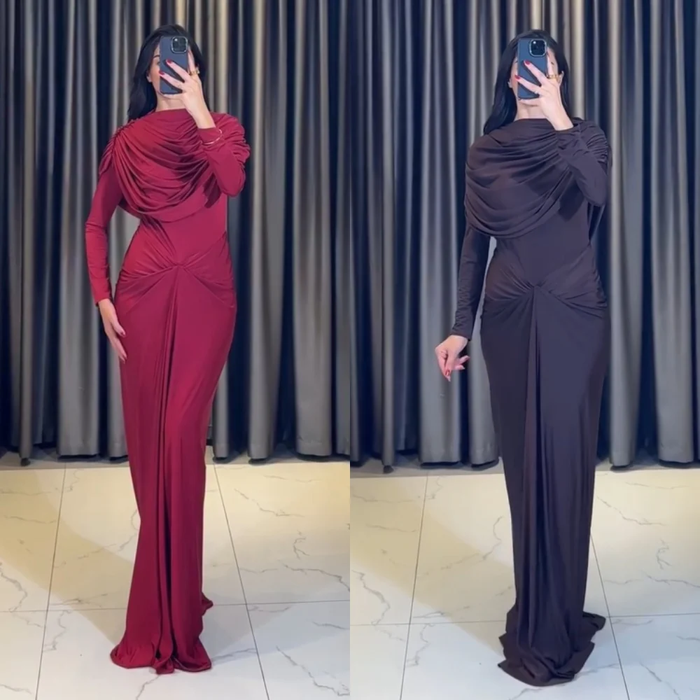 

Customized Pastrol Pleat Column Jewel Long Dresses Bespoke Occasion Homecoming Exquisite Elegant Sizes Available