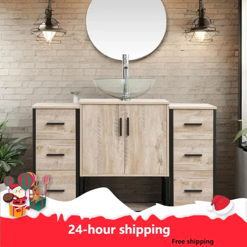 

48" Bathroom Vanity,Bathroom Vanity Set With Sink And 3 Drawers Side Cabinet Combo,With Adjustable Water Temperature Faucet