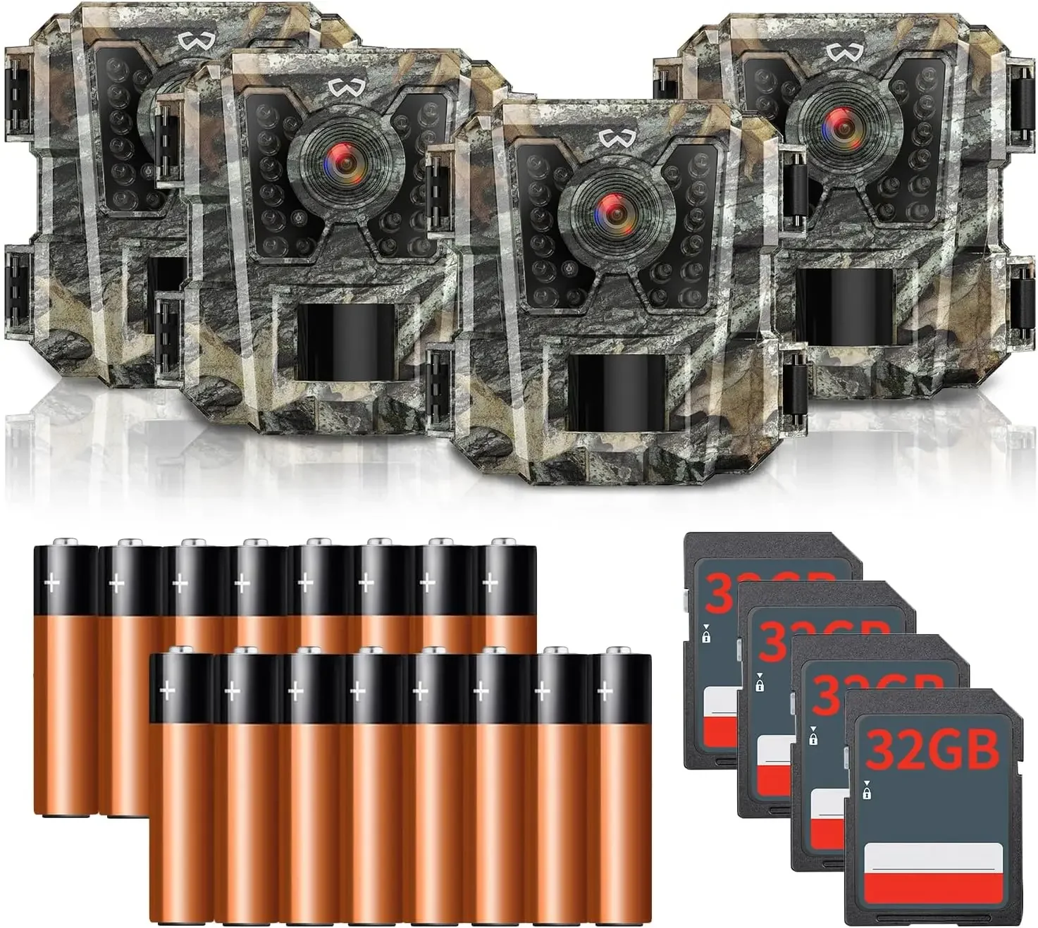 Camera 4 Pack 24MP 1080P HD, Game Camera with SD Card, Waterproof Tiny Hunting Camera Night Vision Motion Activated