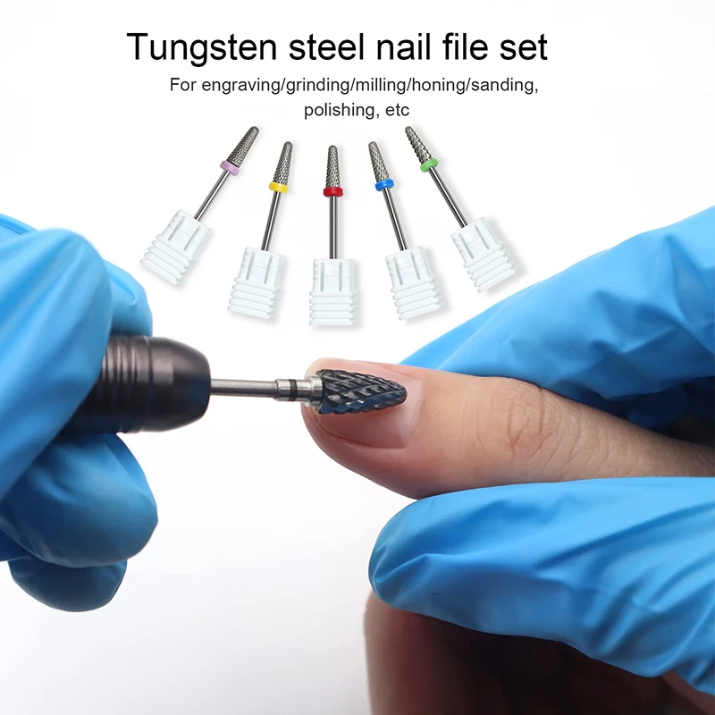 Brocas para uñas duras y resistentes al desgaste de acero de tungsteno, eléctricas de corte preciso para manicura/pedicura, herramientas de manicura multiusos