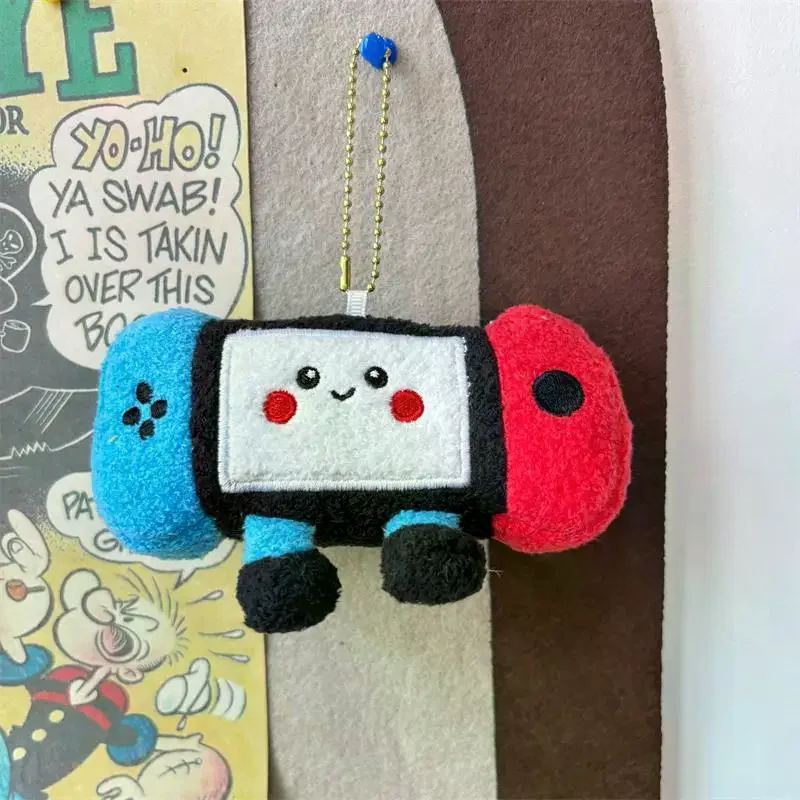 1 szt. Uroczy, zabawny pluszowy breloczek w kształcie konsoli do gier, miękka wypchana zawieszka do plecaka, ozdoba do torby, ozdoba dla par, zabawka do gryzienia dla zwierząt, prezent.