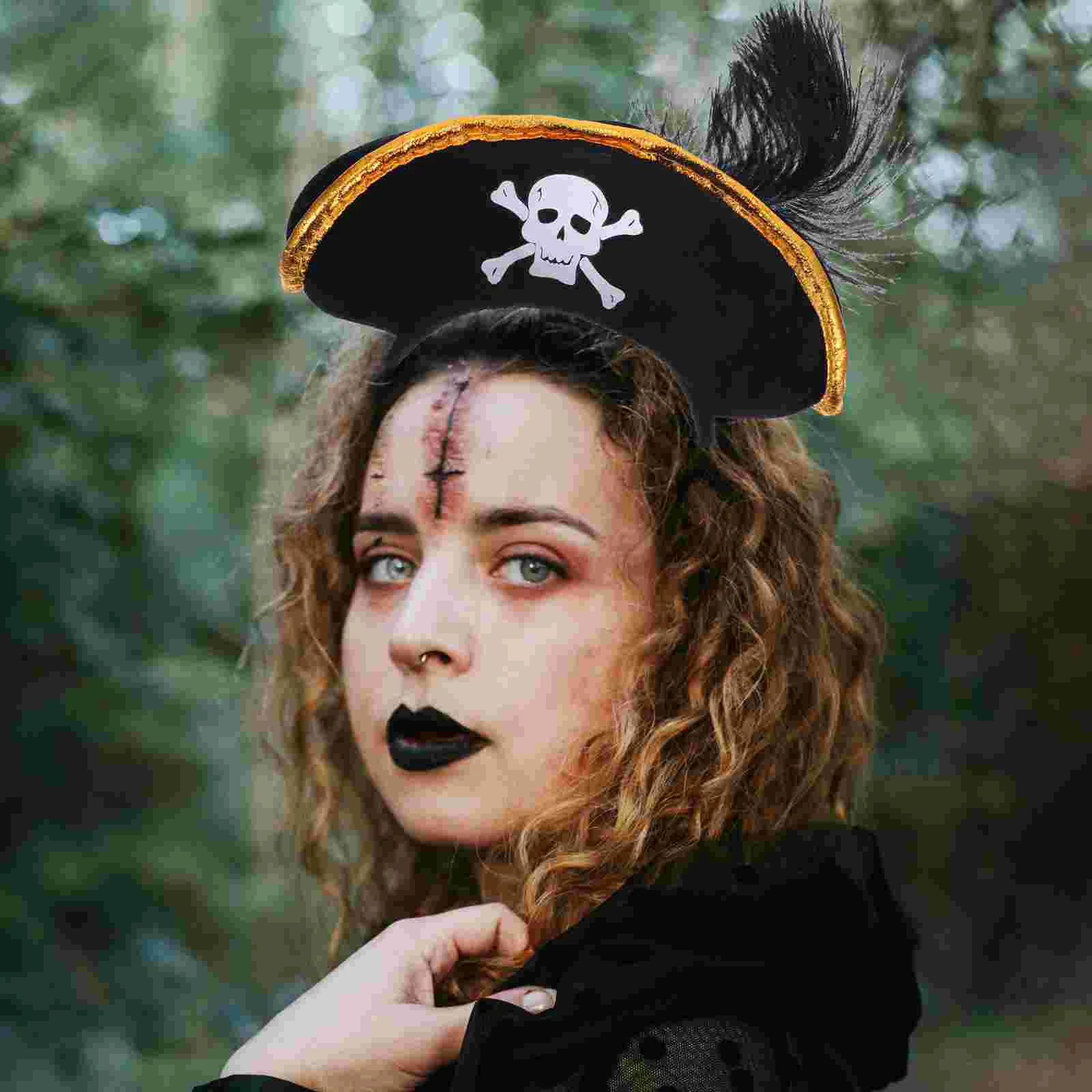 

Props Skull Hat Headband Toddler Makeup Pirate Accessories Women Non-woven Fabric Hair