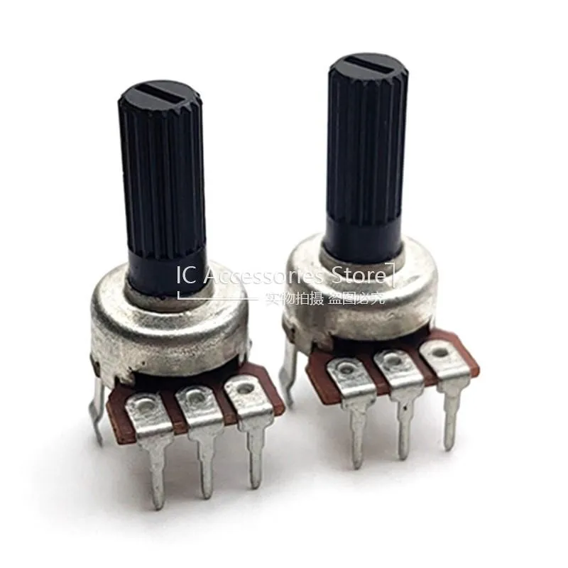 5PCS 121 Type B10K B50K B100K Single B103 B503 B104 Audio Power Amplifier Volume Potentiometer Flower Shaft 15MM Vertical 3Pin