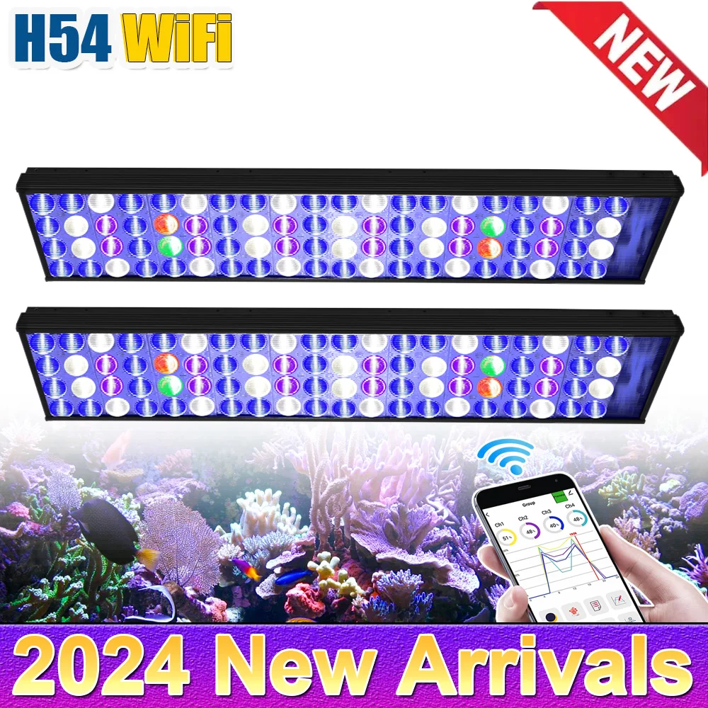 

PopBloom H54 Smart LED Aquarium Reef Lamp Program Seawater Aquarium Lighting for Fish Tank Light,Reef,Coral,WIFi-App Control