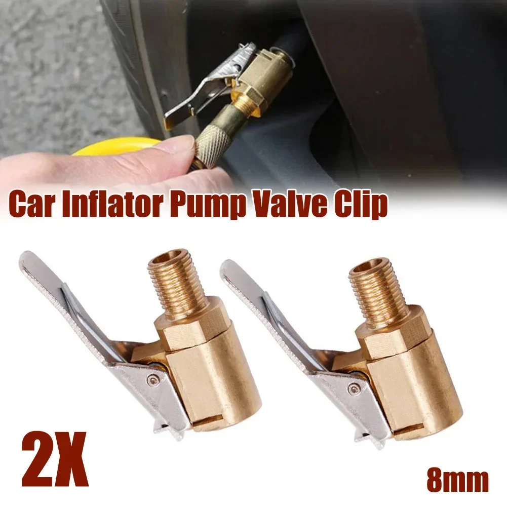 2pc Tyre Valve Air Tire Chuck Inflator Pump Connector Adapter Clip On Car 8mm  Car Tire Inflator Tire Valve Connector