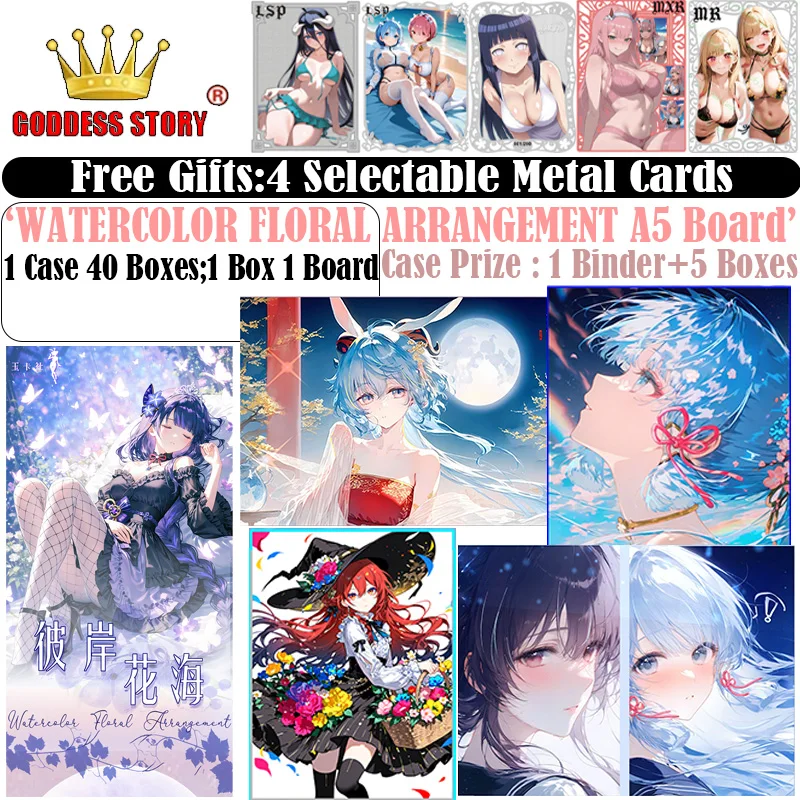 

WATERCOLOR FLORAL ARRANGEMENT A5 Board Goddess Story Collection Card Swimsuit Bikini Waifu Booster Box - Hobbies Gifts for Fans