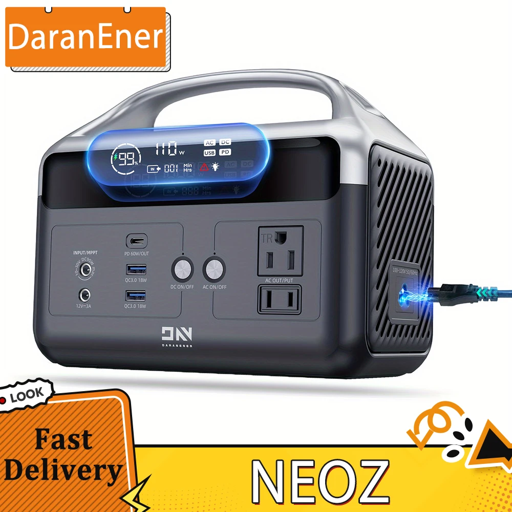 DaranEner NEOZ Portable Power Station, 300W 179.2Wh LiFePO4 Battery, LED Fashlight, 1.5hrs Fast Charging