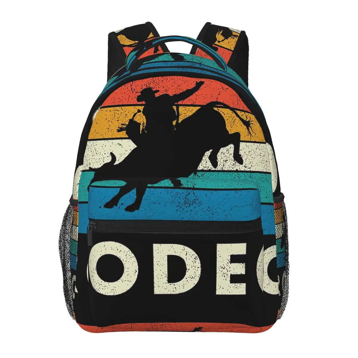 Mochilas de montar de Rodeo - Bull Vintage para niños y niñas, mochilas escolares de dibujos animados, bolso de hombro de gran capacidad