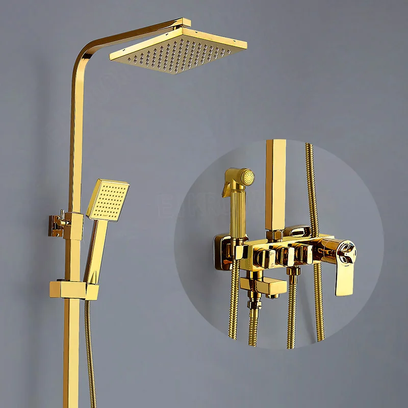 Bathroom Shower Set gold Imitation gold surface Shower Rain Shower Head Bath Shower Mixer with Hand Shower Faucet Rainfall SPA