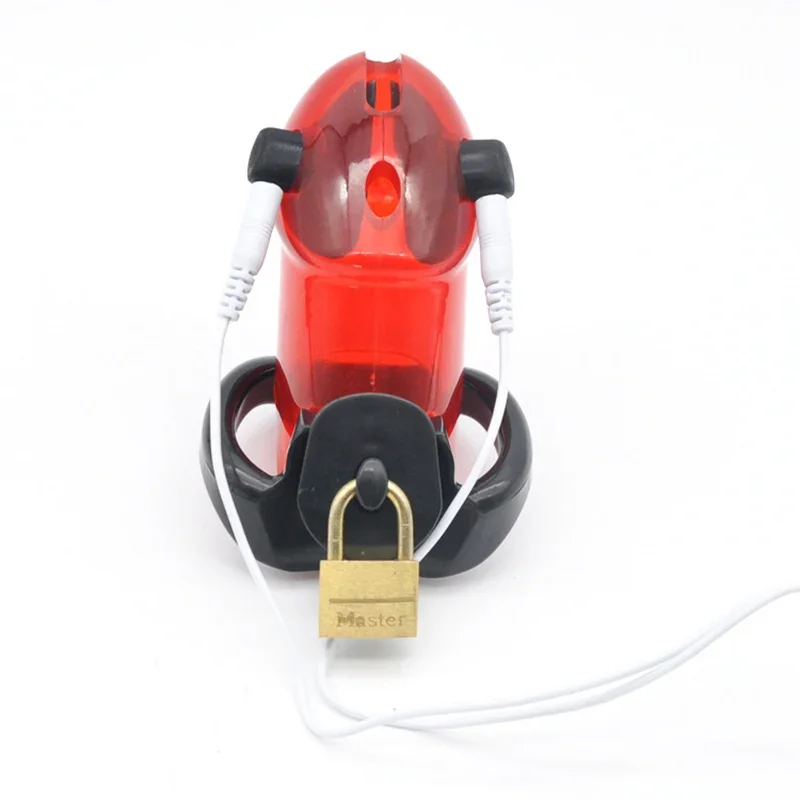 Male Chastity Cage Adult Sex Play Penis Lock Electro Shock Cock Cage Sex Toys for Men 3 Colors Penis Ring Bondage Belt Fetish