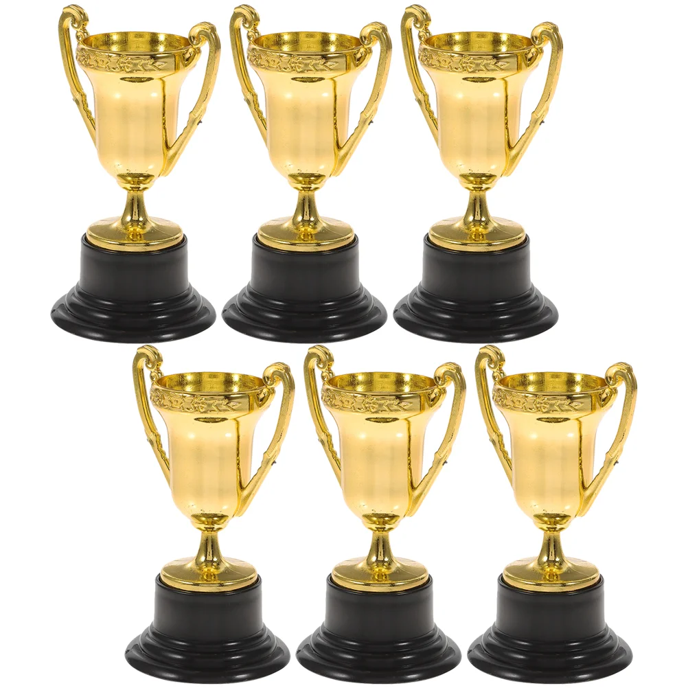 6 Pcs Mini Trophy Children Trophies Award Tiny Puzzle Plastic for Kids Golden