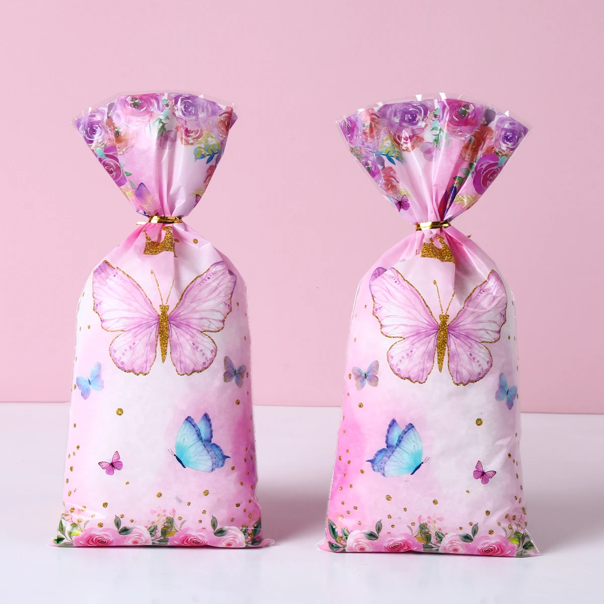 25/50/100pcs Candy Bags Gift Packing Bags Biscuit Butterfly Birthday Party Decorations Gift Candy Bag Baby Shower Party Supplies