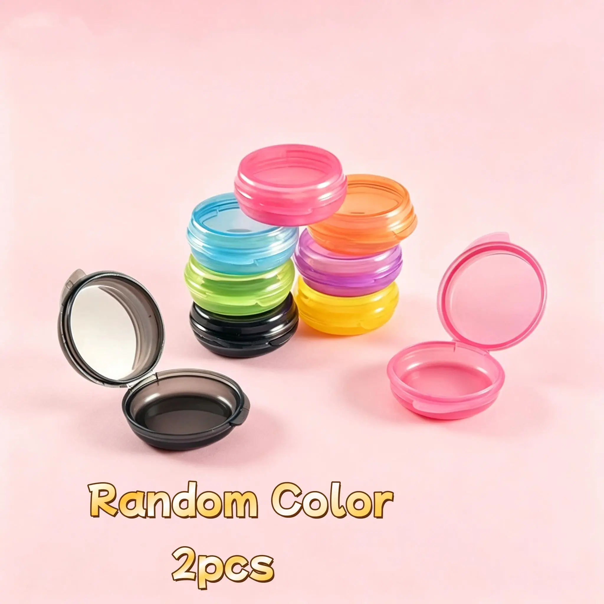 2pcs Portable Mini Pill Storage Boxes, Transparent Round Vitamin Container, Random Color, Travel Outdoor Medicine Holders