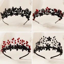 Halloween Diablo Red and Black Hair Bands Headpiece Crystal Beaded Sexy Hair Accessories Fashion Crowns Headbands For Women