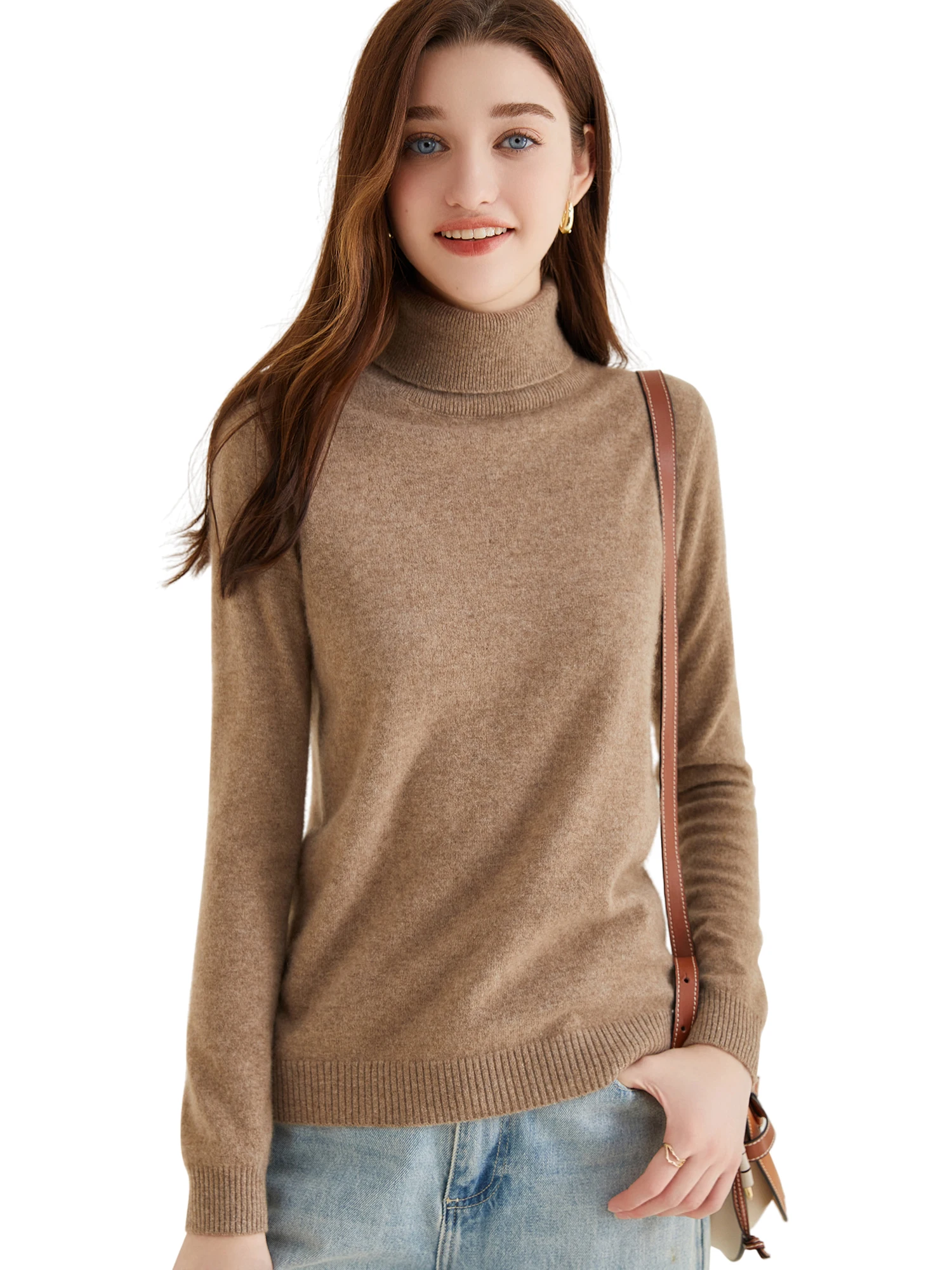 Maglione da donna maglione di Cashmere donna maglieria a collo alto in lana 100% Cashmere top pullover a maniche lunghe maglioni abbigliamento