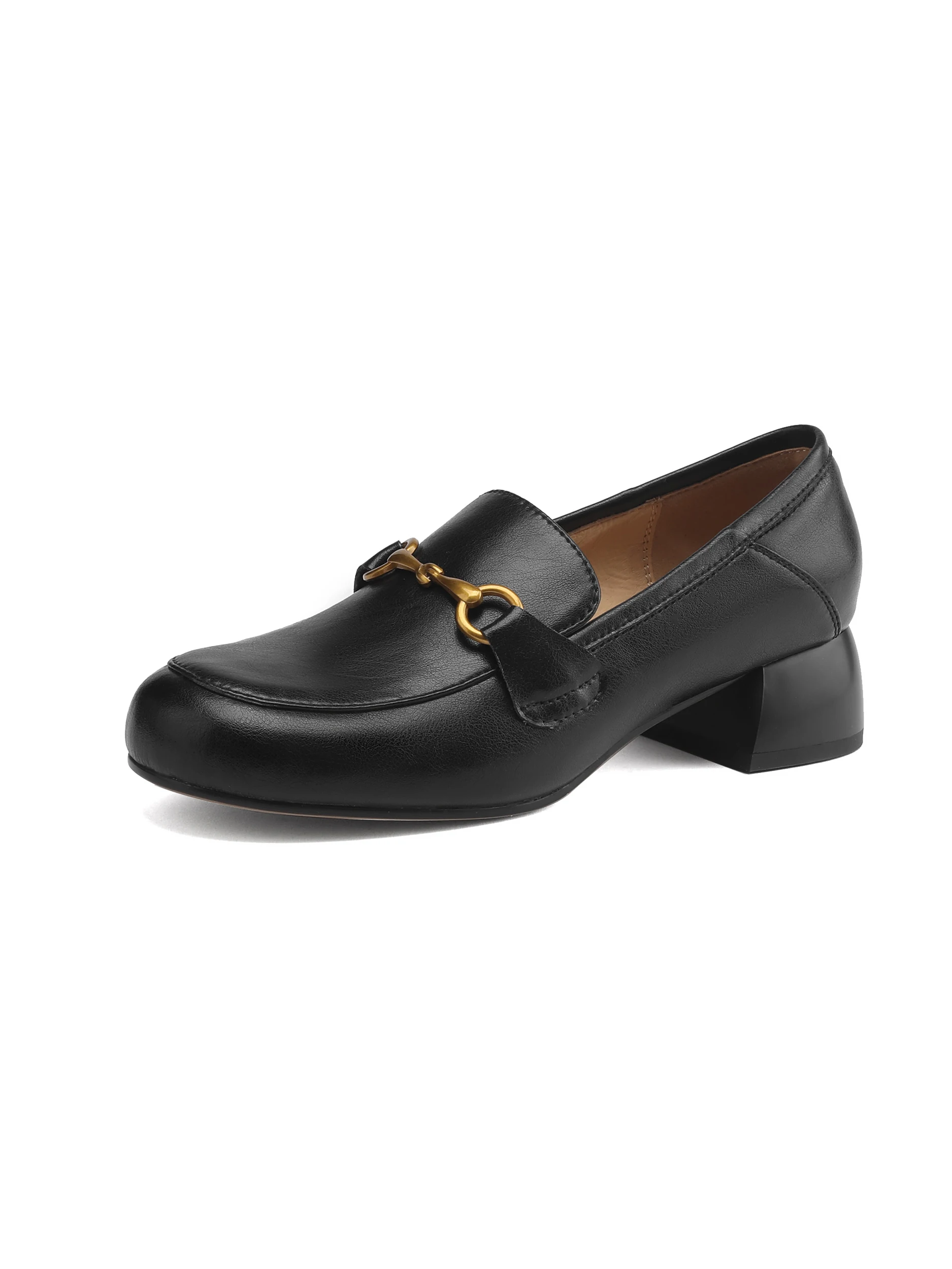 Large size loafers black classic loafers horsebit decorated round toe thick heel shoes can be customized in large and small size